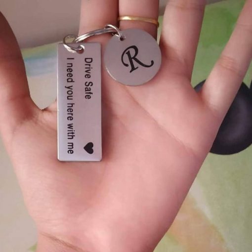 double tag metal engraved keychain