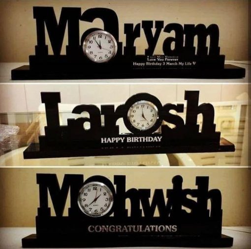 Customized Black Acrylic Name Clock - Image 5