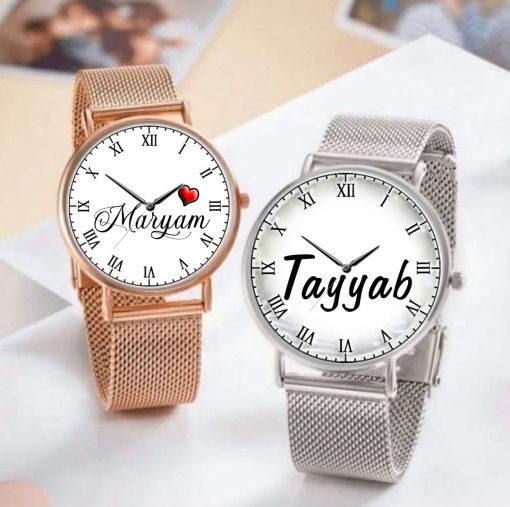 Customize Name Printed Magnetic strap Couple Watches