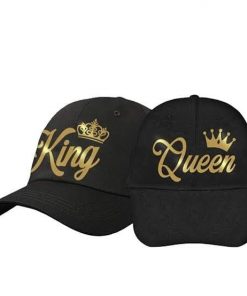 Cusomize Name King Queen Couple Caps