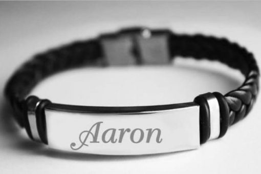 Customize Name Engraved Leather Male Band - Image 3