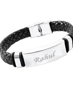 Leather Male engraved name band