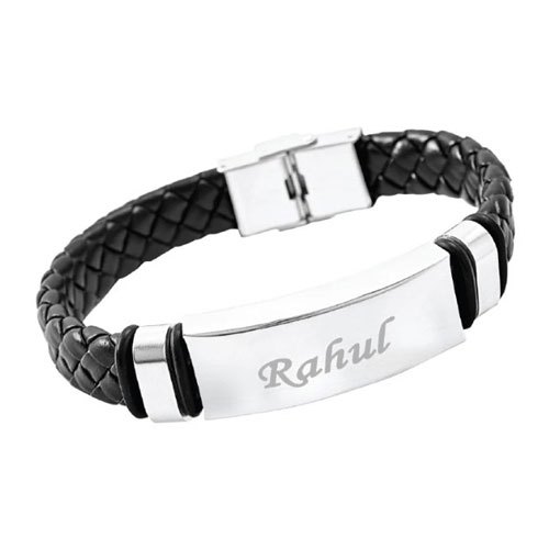 Leather Male engraved name band