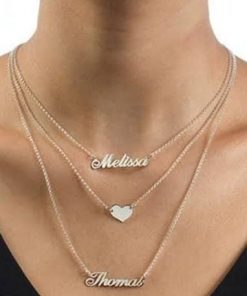 Customize Gold plated Triple Chain Double Name Necklace