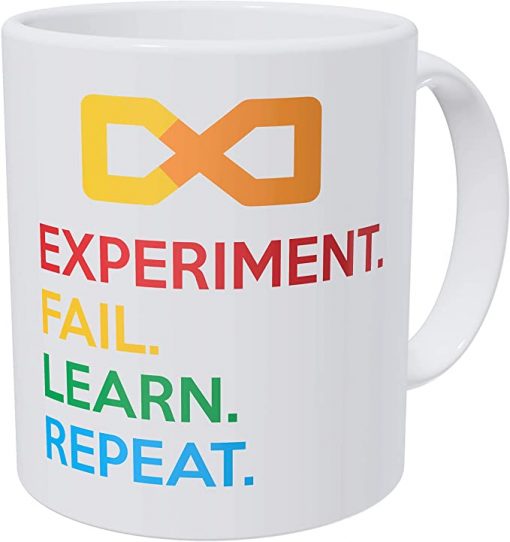 Science Experiment. Fail. Learn. Repeat, Yellow. Funny Coffee Mug 11 Ounces Inspirational And Motivational