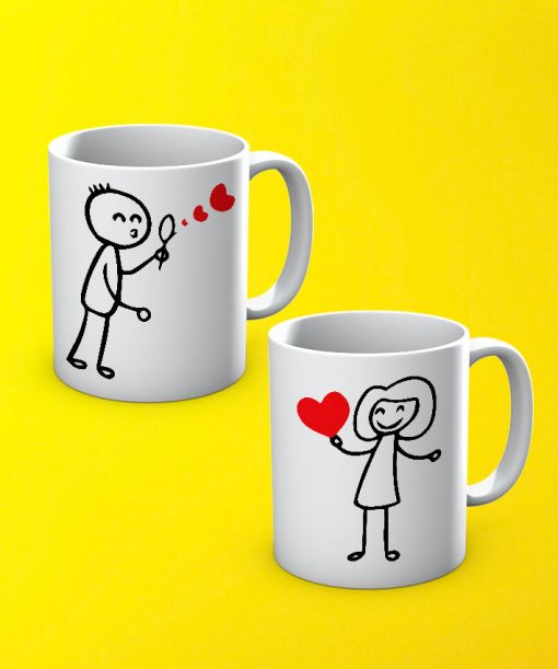 Heart Printed Couple Mugs