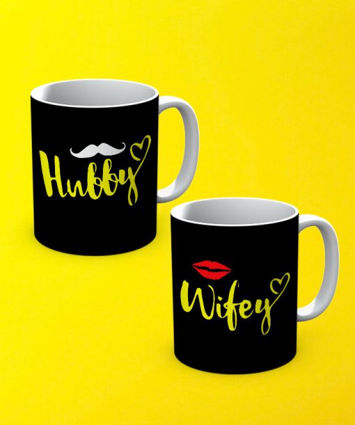 Hubby WifePrinted Couple Mugs