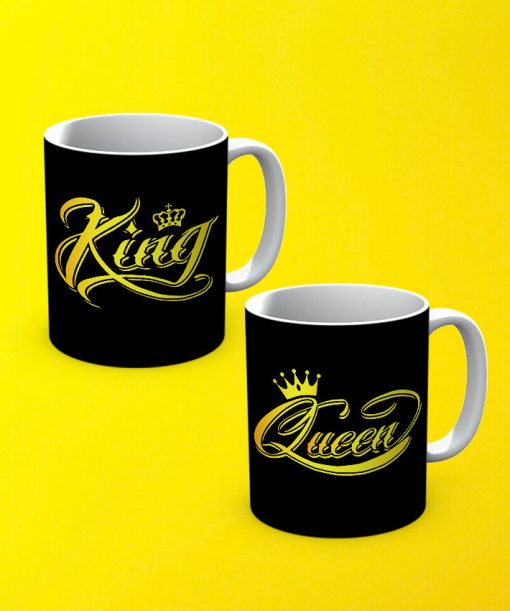 King And Queen Printed Couple Mugs