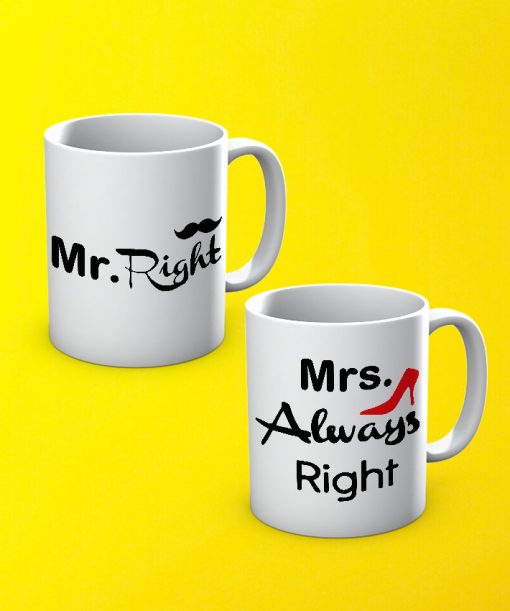 Mr Mrs Right Printed Couple Mug