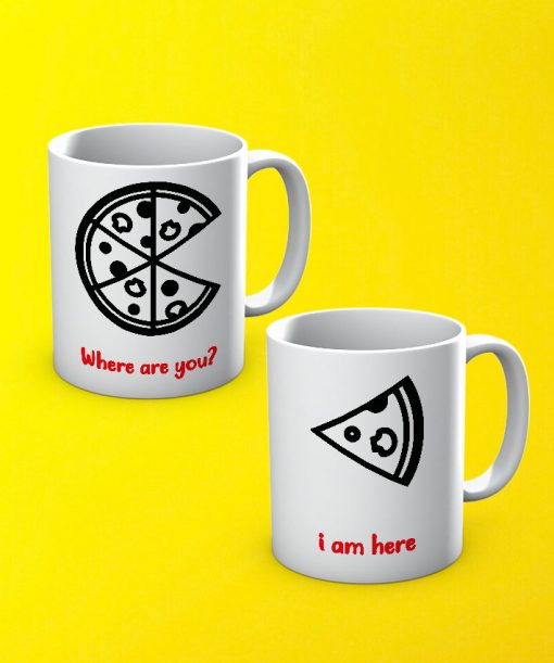 Pizza Slice Printed Couple Mugs