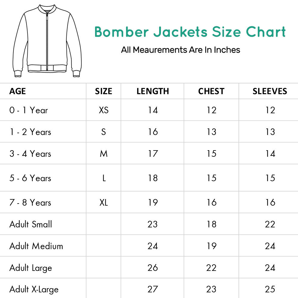 bomber jacket size chart cild
