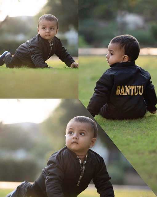 Customized Name Printed Kids Bomber Zipper Jacket
