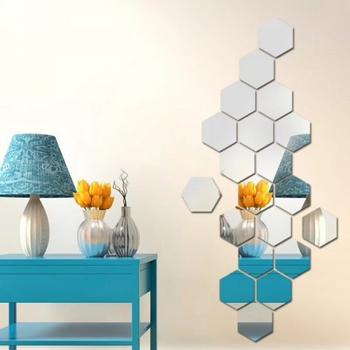 12x Acrylic Hexagon wall decor Mirror(Silver) - Image 4