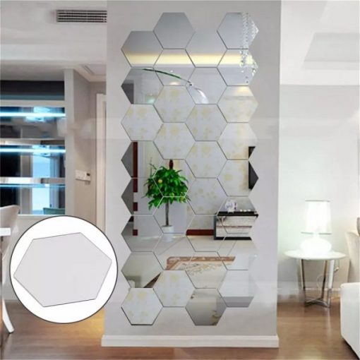 12x Acrylic Hexagon wall decor Mirror(Silver) - Image 3