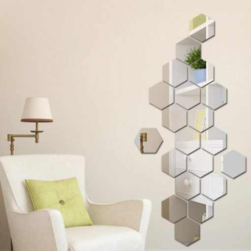 12x Acrylic Hexagon wall decor Mirror(Silver) - Image 2