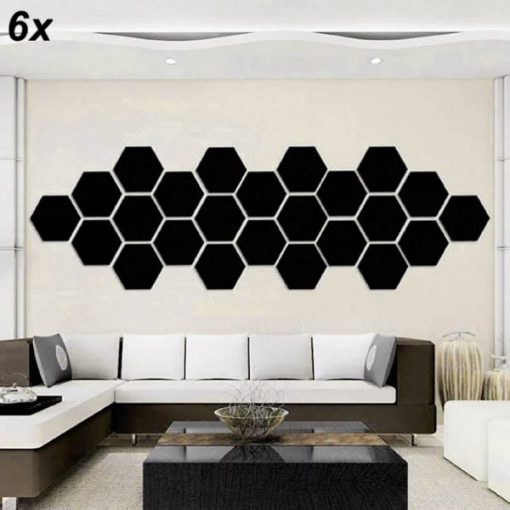 6x Acrylic Hexagon wall decor(Black)